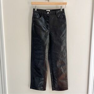 Wilfred Aritzia Melina Faux Crackled Leather Straight Leg Pants Black Size 0